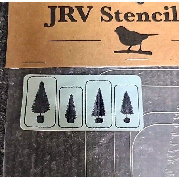 NEW JRV 15mil Reusable Set Of 4 Christmas Bottle Brush Trees Stencils - Picture 1 of 4